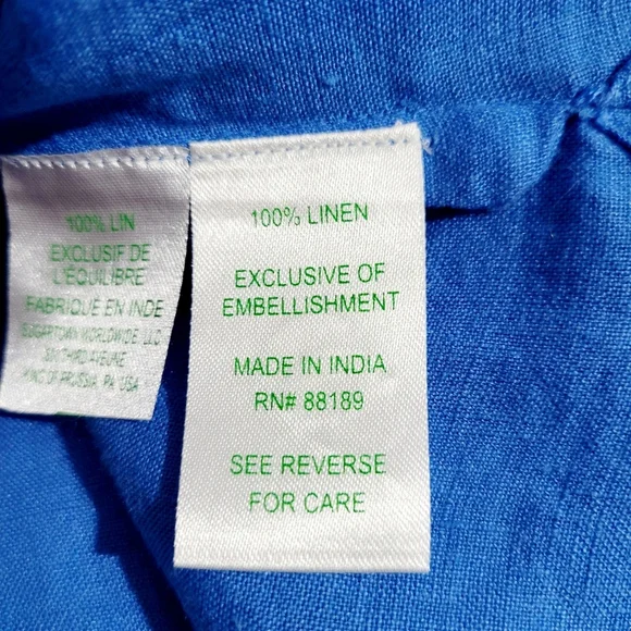 Lilly Pulitzer Linen Tunic Top Blue White Embroidered V-Neck Long Sleeve Size S - Picture 13 of 15
